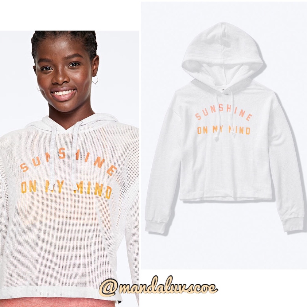 NEW💕VS PINK WHITE OMBRÉ MESH SLOUCHY PULLOVER